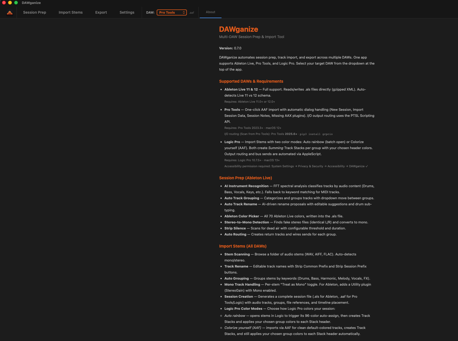 DAWganize Features Overview