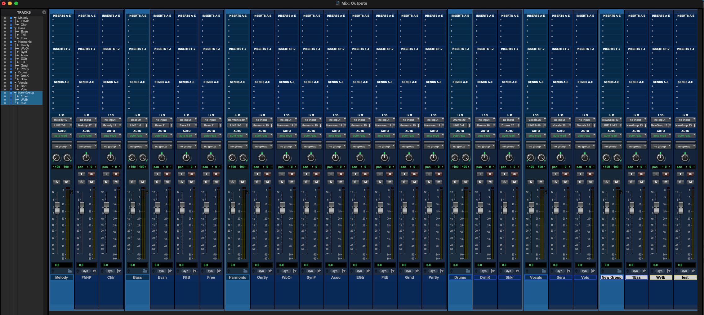 DAWganize — Pro Tools Mixer after import