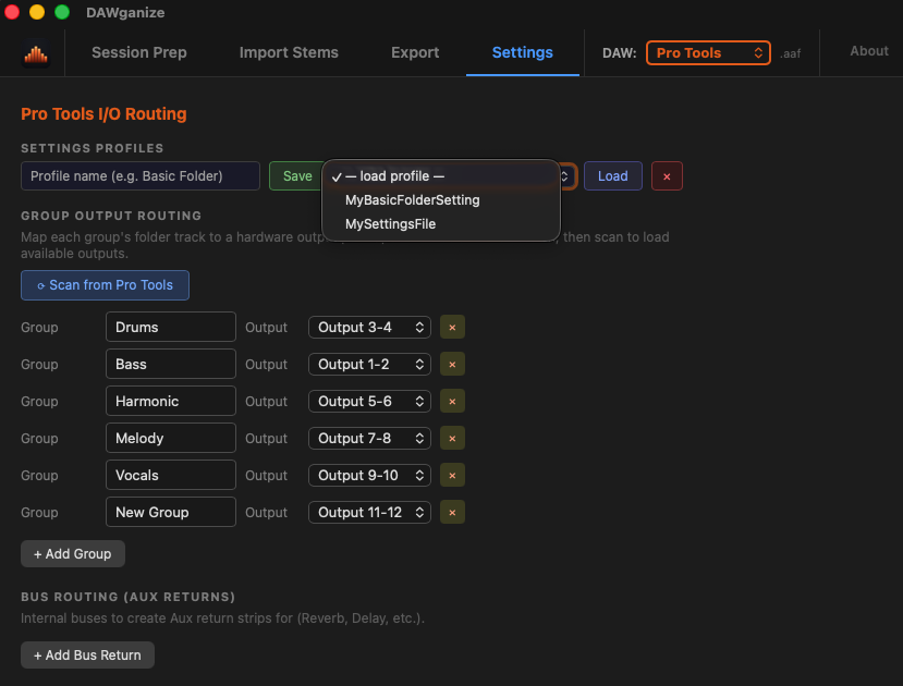 DAWganize Pro Tools I/O Routing