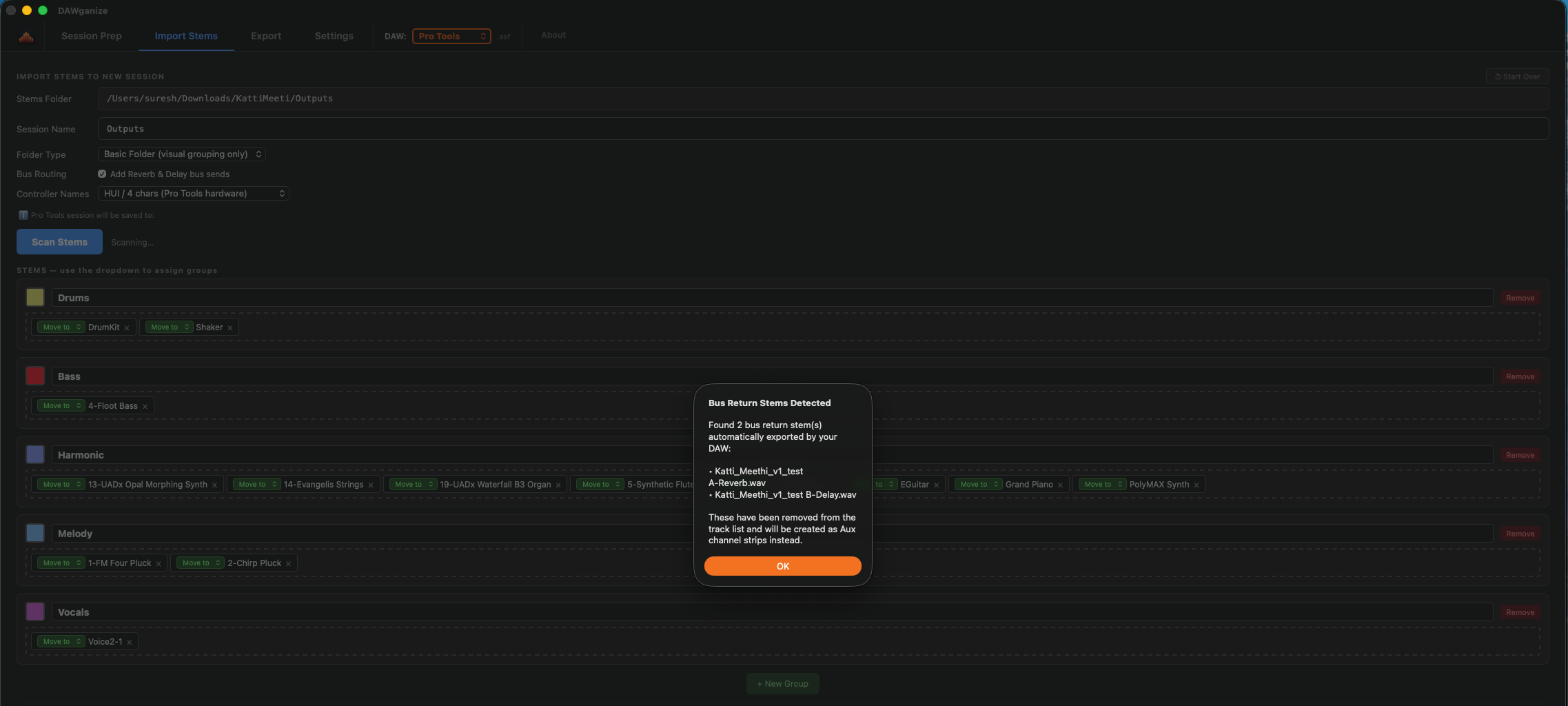 DAWganize Session Prep with Bus Detection